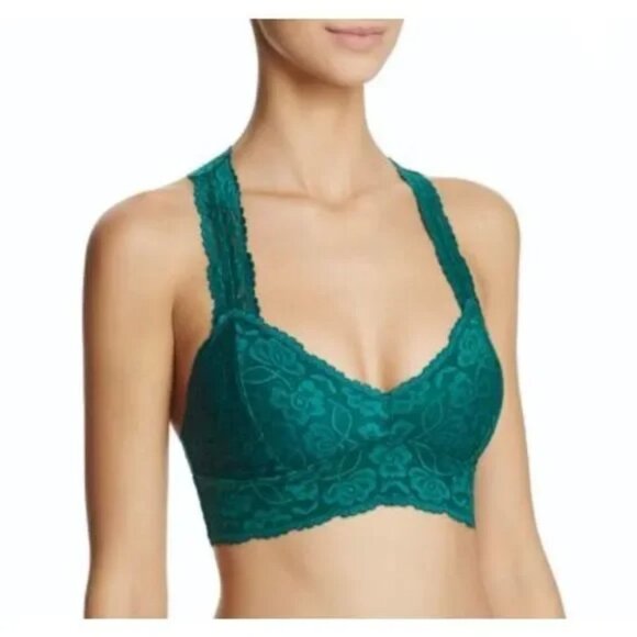 Free People Intimately Galloon Lace Racerback Green Bralette Size XS - Picture 1 of 12